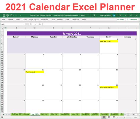 2021 Excel Calendar With Holidays 2021 Monthly Excel Template
