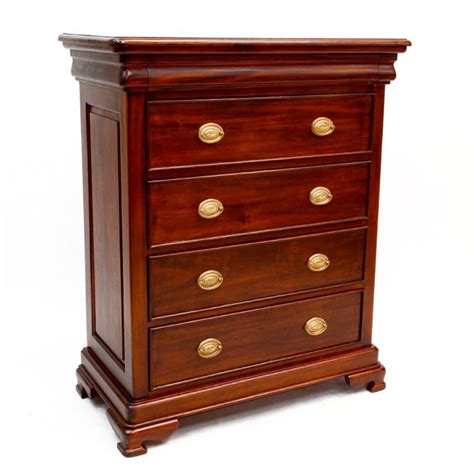 Antique Style Mahogany Wood High Chest Of Drawers Bedroom Furniture