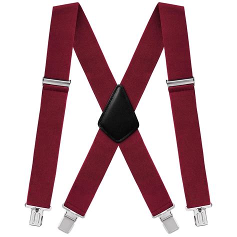 Mens Suspenders X Back 1 Wide Adjustable Solid Straight Heavy Duty