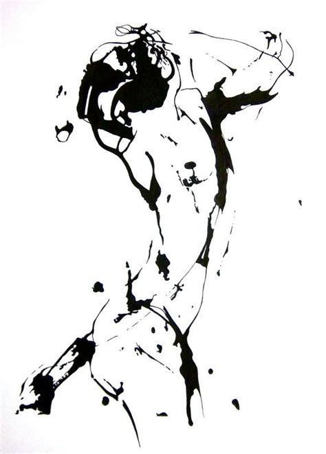 Original Abstract Human Figure Ink Drawing 8 5 X 11 On Etsy 30 00