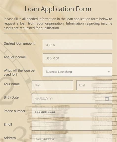 Free Loan Forms Form Templates 123formbuilder