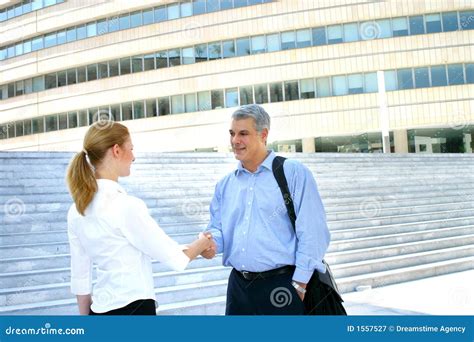 Greeting Colleagues Stock Image Image Of Finance Employee 1557527