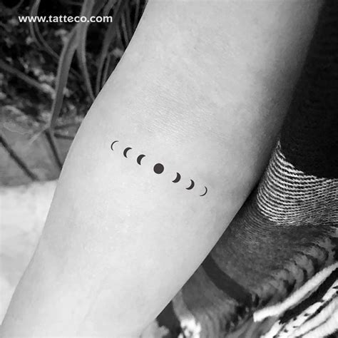 Minimalist Moon Phases Temporary Tattoo Set Of 3 Tatteco Arrow