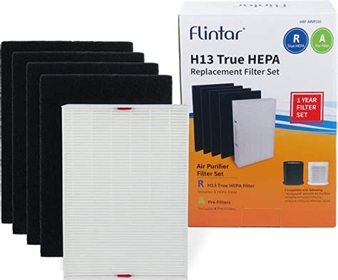 Flintar Hpa100 H13 True Hepa Replacement Filter Ar Combo Pack