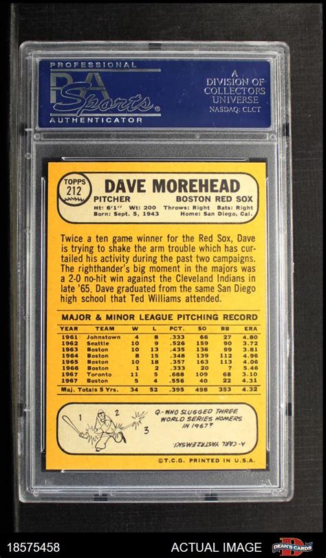 1968 Topps 212 Dave Morehead