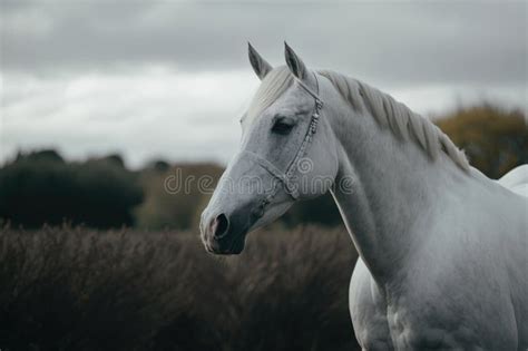 Beautiful White Horse Illustration Ai Generative Stock Illustration
