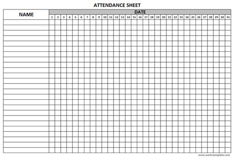 Printable Attendance Sheet Template For Employees Students Workers