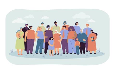 Free Vector Multinational Crowd Of People Standing Together Flat