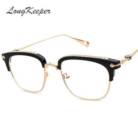 2017 Brand Designer Gold Metal Eyeglasses Frame For Women Men Oversized Square Eyeglass Frames