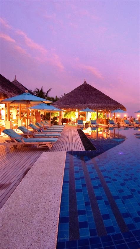 Maldives Tropical Beach Resort Evening Wallpaper 1080x1920