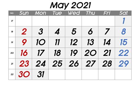 May 2021 Calendar Mon To Fri Free Resume Templates
