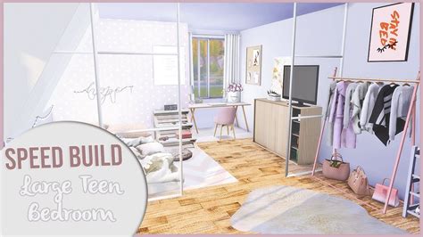 The Sims 4 Speed Build Large Teen Bedroom Cc Links Youtube