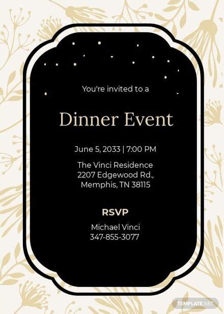Gala Dinner Night Invitation Template In Illustrator Word Apple Pages