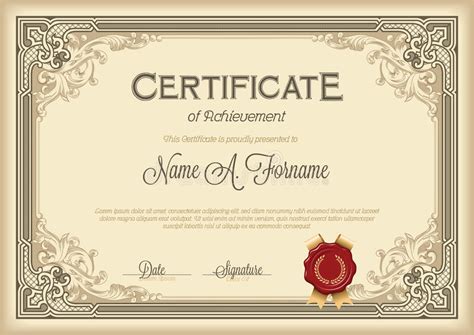 Certificate Of Achievement Vintage Frame With Gold Ri