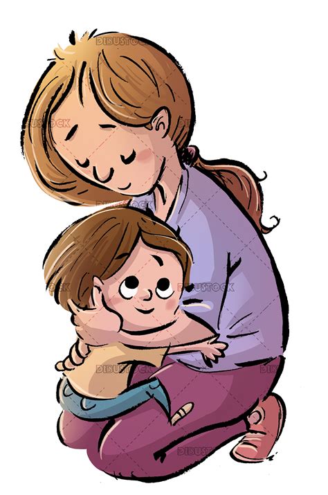 Madre Abrazando A Su Hijo Dibustock Ilustraciones Infantiles De Stock