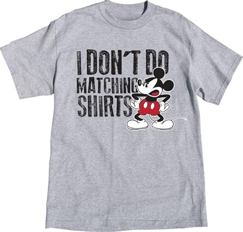 Adult Unisex I Dont Do Matching Mad Mickey Mouse Shirt Gray Medium