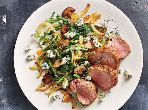 Pork tenderloin with spicy rhubarb glaze and grilled spring onions. Pork Tenderloin with Mushrooms, Fennel, and Blue Cheese ...