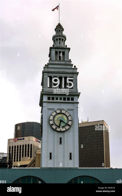 The 245 Foot Tall Clock Tower At The Ferry Building Seen From San