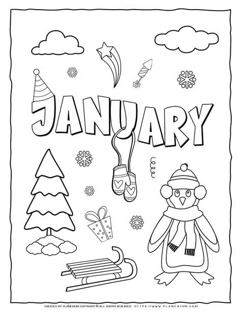 January Coloring Page Planerium In 2022 Coloring Pages Coloring