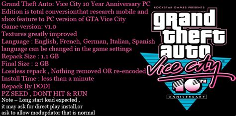 Grand Theft Auto Vice City 10 Year Anniversary Pc Edition V10
