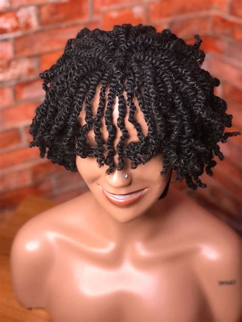 Human Hair Kinky Twists Wig Braided Wigs For Black Women By Uniquemka