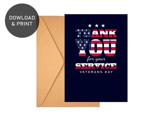 printable veterans day card thank you veteran for your service card t for veterans day