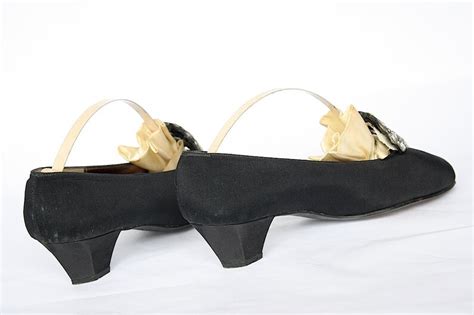 Vintage Black Silk Evening Shoes Peau De Soie Kitten Heel Etsy