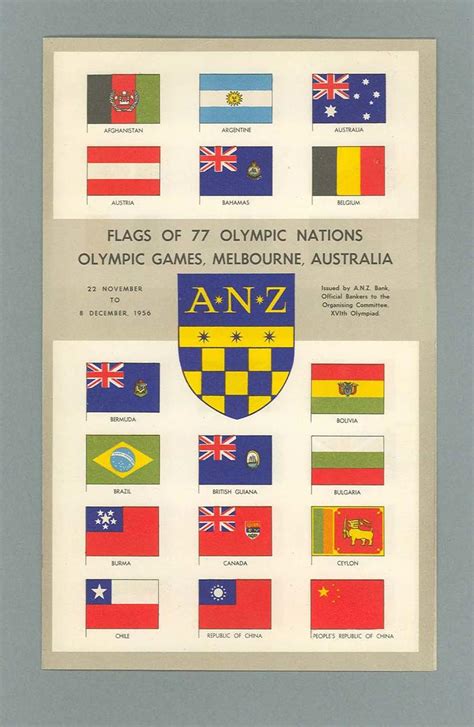 Pamphlet Flags Of 77 Olympic Nations Olympic Games Melbourne