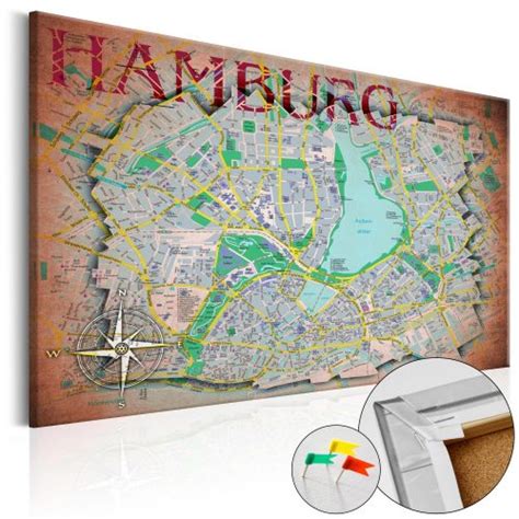 Most összesen 4 képet használtam fel: Kép parafán - Hamburg Cork Map Parafa térkép - vászonkép 9