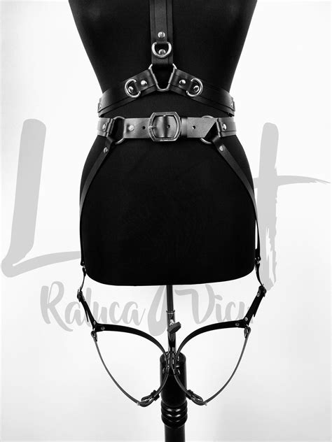 Women Leather Harness With Garter Belt Stockings Garter Belt Lingerie Waist To Thigh Harness