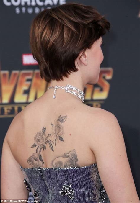 Scarlett Johansson Flaunts Back Tattoo At Avengers Premiere In La