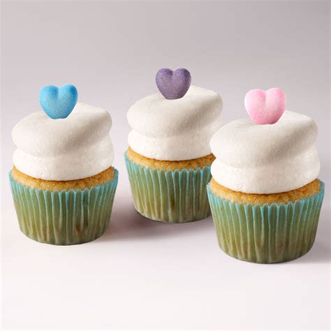 Heart Cupcake Delivery Vanilla Cupcakes With Hearts Cookies By Design