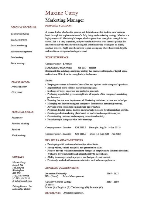 The main duty of a car salesman is to sell new and/or used vehicles: Marketing Manager resume example, CV template, skills ...