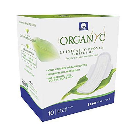 organyc 100 certified organic cotton feminine pads sanitary napkin heavy flow 10 count