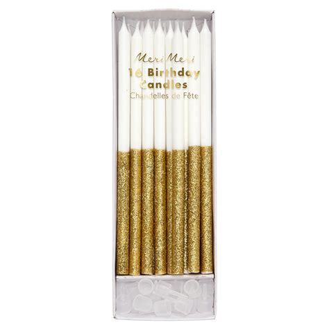 Gold Glitter Tall Birthday Candles By Meri Meri Vibrant Home