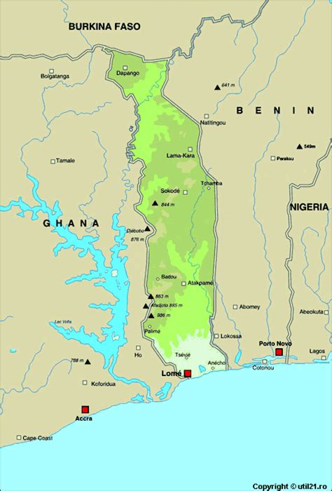 Togo Map Tourist Attractions