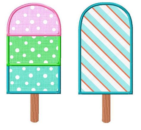 Popsicle Applique Machine Embroidery Design 3 Sizes Each Etsy