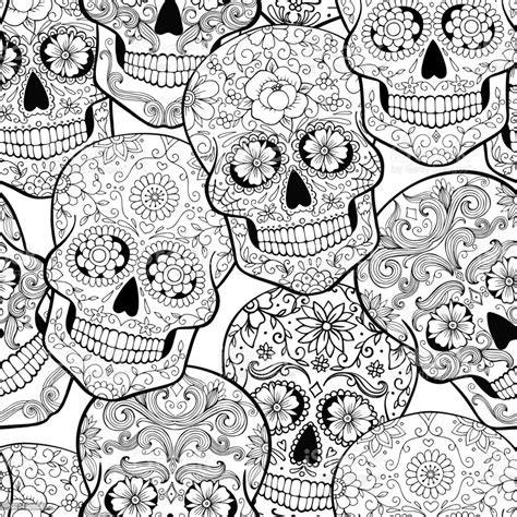 Our online collection of easy and adult coloring pages feature the best download and print out this collection of sugar skulls coloring page. Halloween Seamless Pattern With Sugar Skulls Coloring Page ...