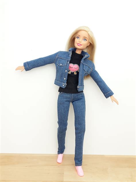 Barbie Clothes Denim Jacket And Jeans Set For 12 Inch Dolls Etsy