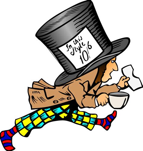 Clipart - mad hatter with label on hat png image