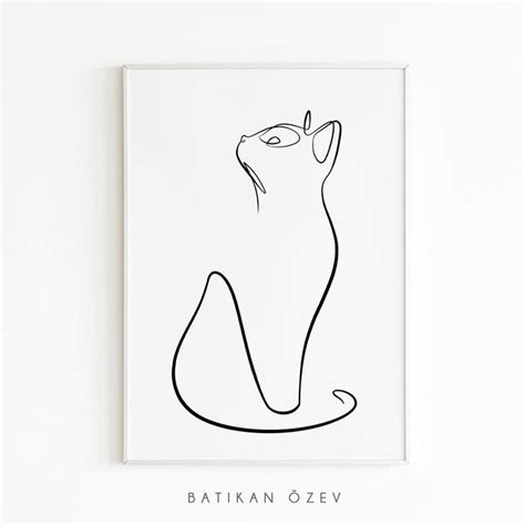 Minimalist Cat Line Art Print Cat Drawing Poster One Line Etsy