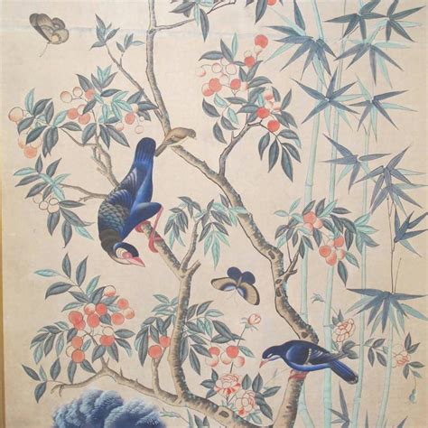 Large Antique Hand Painted Chinese Wallpaper Panels At 1stdibs