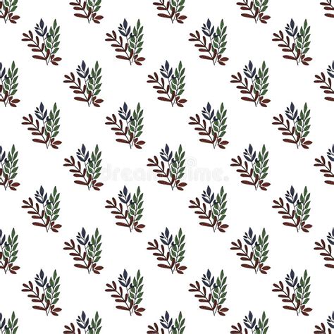 Geometric Branches Leaf Seamless Pattern Hand Drawn Leaves Wallpaper