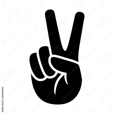 Hand Gesture V Sign For Victory Or Peace Flat Vector Icon For Apps And