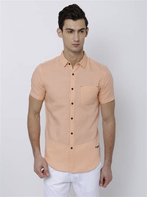 Buy Locomotive Orange Slim Fit Solid Casual Shirt For Men Online At Rs