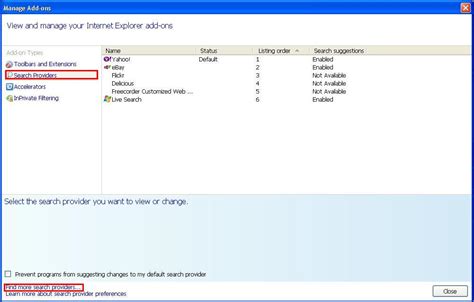 Internet Explorer Support How To Change A Search Provider On Internet