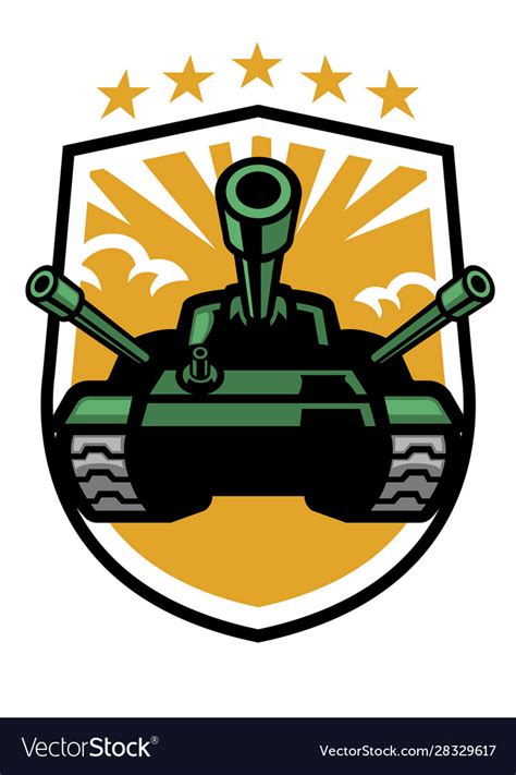 Military Tank Mascot In Shield Format Royalty Free Vector