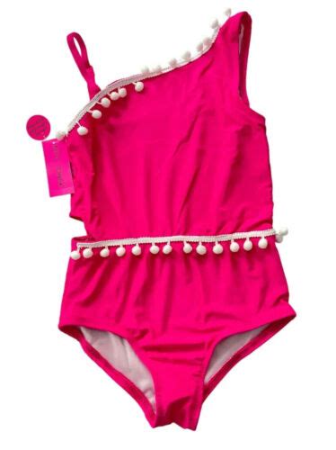 Betsey Johnson Hot Pink Tankini One Piece Swim Suit Girls Sz 14 Upf 50