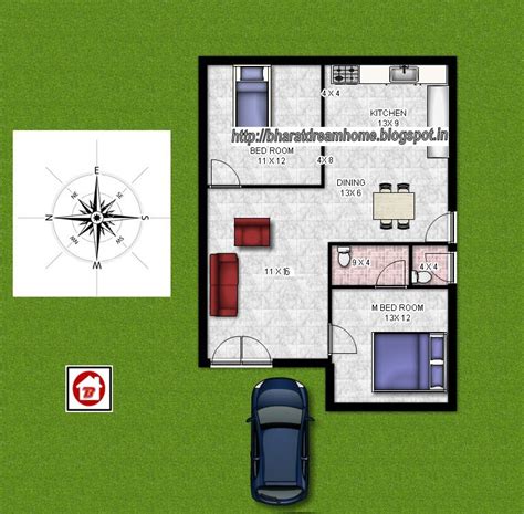 2 Bedroom Floorplan700 Sq Ftwest Facing House Design 2bhk House