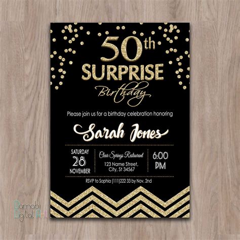 Surprise 50th Birthday Invitation 50th Birthday Invitation